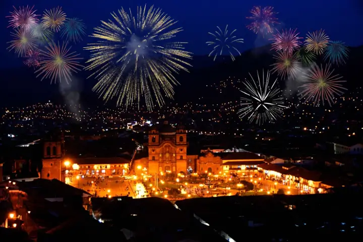 main square in new year in cusco