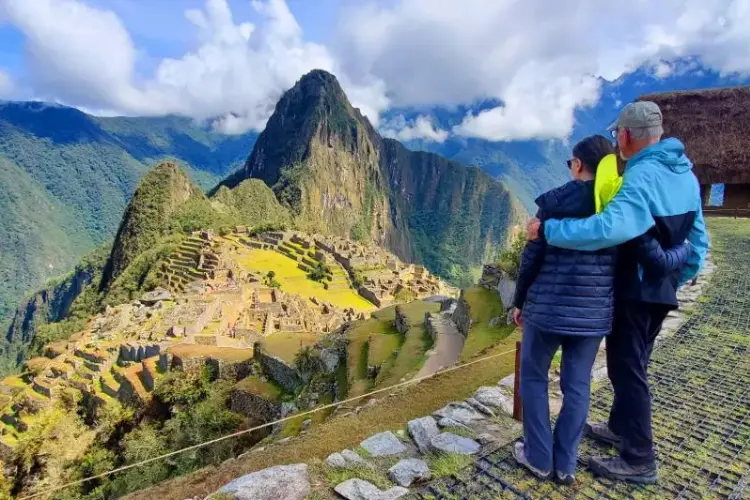 The Lost City of the Incas, Machu Picchu, surrounded by mist and lush greenery.