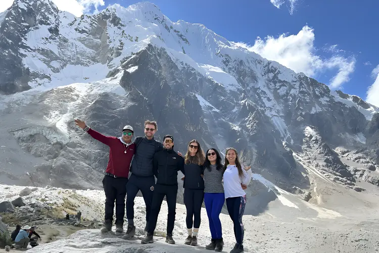 Salkantay Pass the highest point of the Salkantay Trek surrounded by stunning peaks.