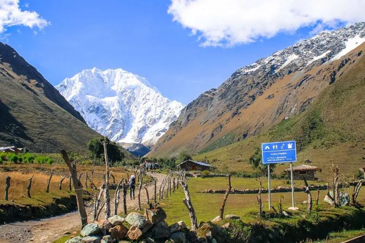 Soraypampa, a picturesque valley surrounded by snow-capped mountains in the Andes.