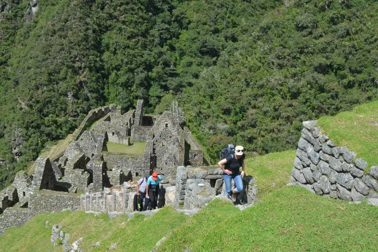 Wiayhuayna Inca ruins with agricultural terraces on the Inca Trail to Machu Picchu.