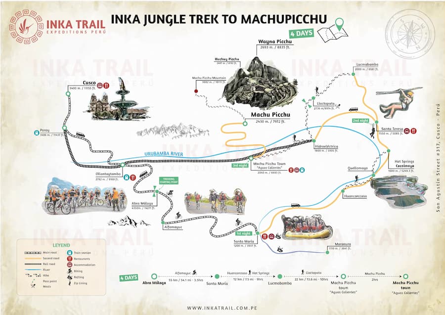 Inka Jungle to Machu Picchu in 4 Days map